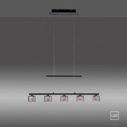 PAUL NEUHAUS LED závěsné svítidlo, černá, 5 ramenné, nastavitelná výška, nad jídelní stůl 3000K