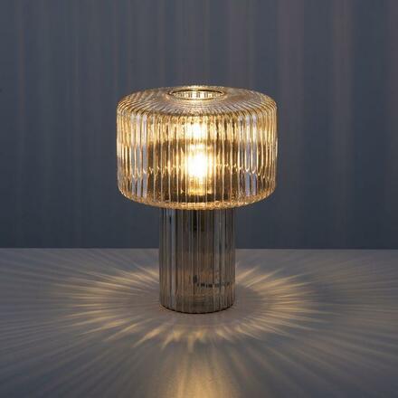 PAUL NEUHAUS stolní lampa jantarová barva, sklo tvaru houby, pr.25cm, vypínač