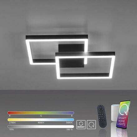 PAUL NEUHAUS Q-MARKO LED stropní svítidlo Smart Home, černá, hranaté ZigBee RGB+2700-5000K