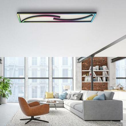 PAUL NEUHAUS LED stropní svítidlo hranaté, světelné scény, stmívatelné, paměťová funkce RGB+2700-6000K