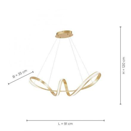 PAUL NEUHAUS LED závěsné svítidlo, zlatá, elegantní design SimplyDim 3000K PN 8292-12