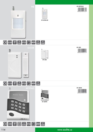 Ecolite Senzor PIR Wifi k GSM alar., 110st, 12m, DC9V, bílý HF-EST20-BI