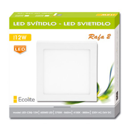 Ecolite SMD panel přisaz.17x17cm, 12W, 2700K, IP20, 860Lm LED-CSQ-12W/2700
