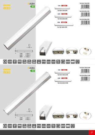 Ecolite LED sv. 15W, 1200lm, 60cm, IP44, 4000K, stříbrná TL4130-LED15W/STR