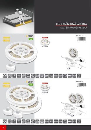 Ecolite LED pásek pod lůžko vč. senz., 120cm, 3W/200lm, 2700K DX-CDA-1
