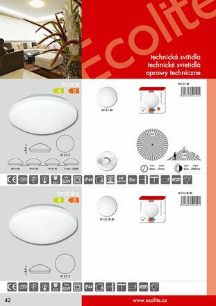 Ecolite Stropní svítidlo, bílé, IP44, max 60W, HF senzor 360 W131-BI