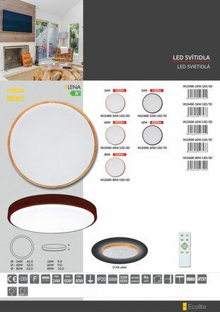Ecolite LED sv. vč. dálk. ovl., 24W, 42cm, IP20, 1600lm, sv.dřevo WLD400-24W/LED/SD
