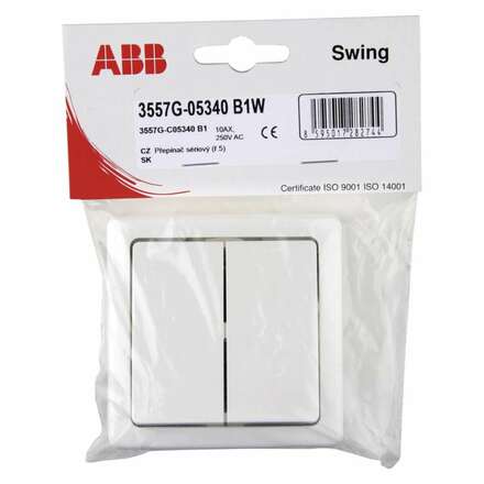 ABB Vypínač SWING dvojitý, bílý ř.5 3557G-05340 3143030100
