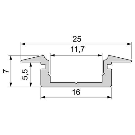 Light Impressions Reprofil T-profil plochý ET-01-10 stříbrná mat elox 2000 mm 975021