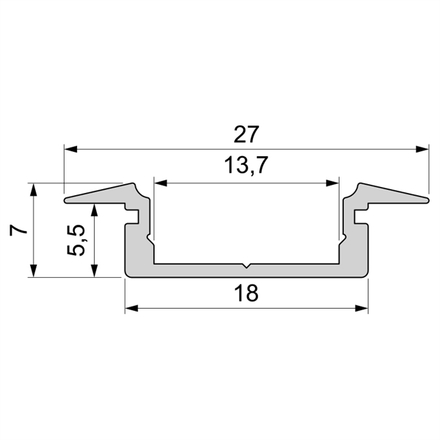 Light Impressions Reprofil T-profil plochý ET-01-12 stříbrná mat elox 2000 mm 975041