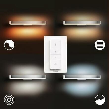 Hue LED White Ambiance Nástěnné koupelnové svítidlo Philips Adore BT 34177/11/P6 40W 3000lm 2200-6500K IP44 24V, chromové s dálkovým ovladačem a Bluetooth